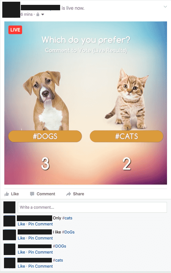 Facebook live video poll